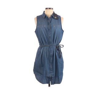 Paige L NWT Sleeveless Chambray Denim Shirt Dress